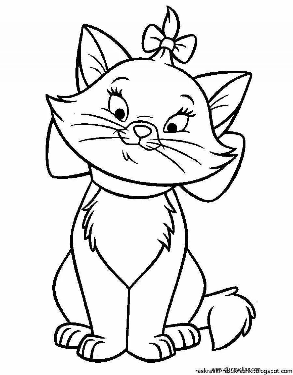 Colorful kitty coloring book for kids