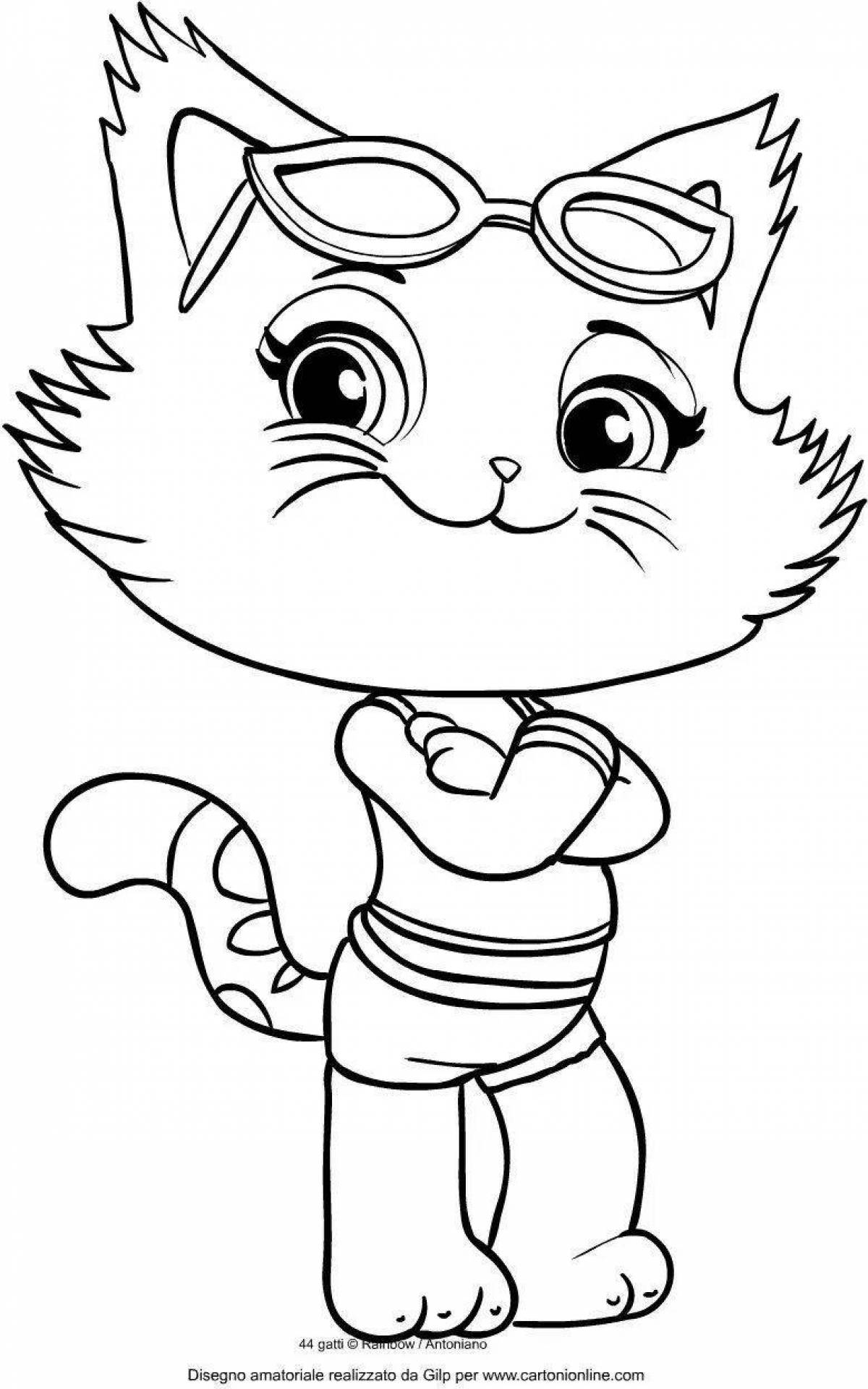 Funny kitty coloring book for kids