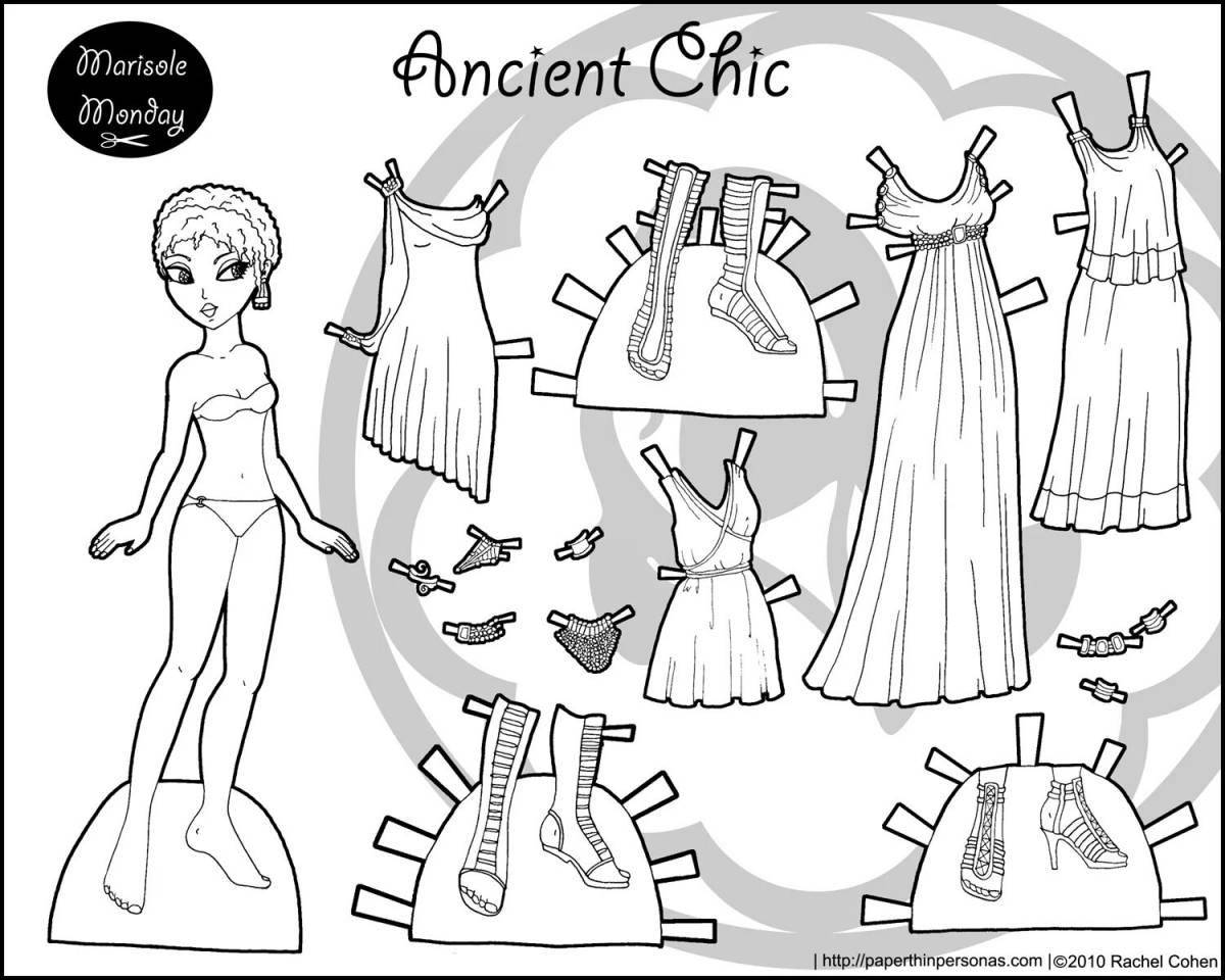 Fancy doll dress up coloring page
