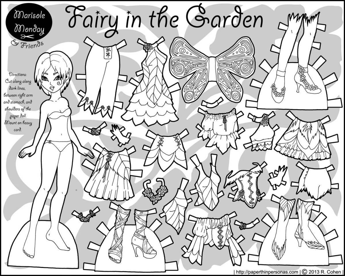 Coloring page glamor doll dresses up