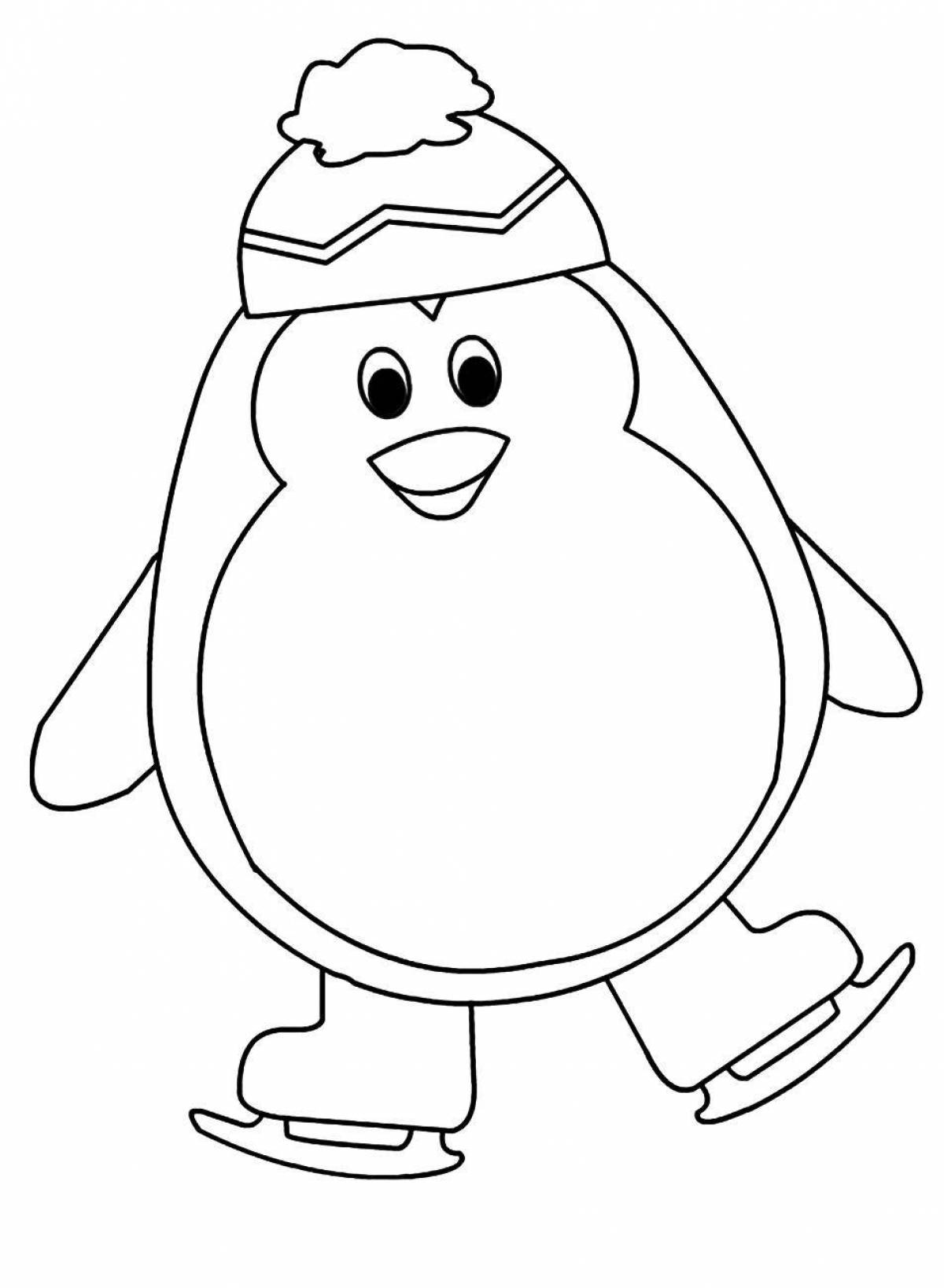 Coloring penguin with a bright pattern