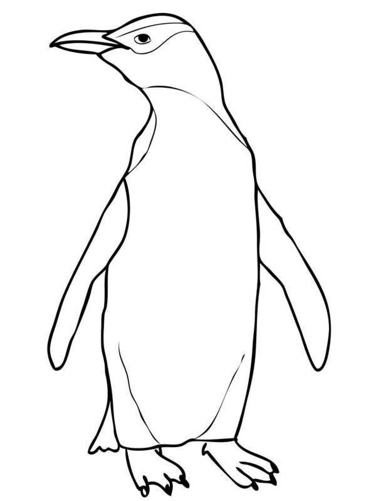 Penguin coloring page with funny pattern