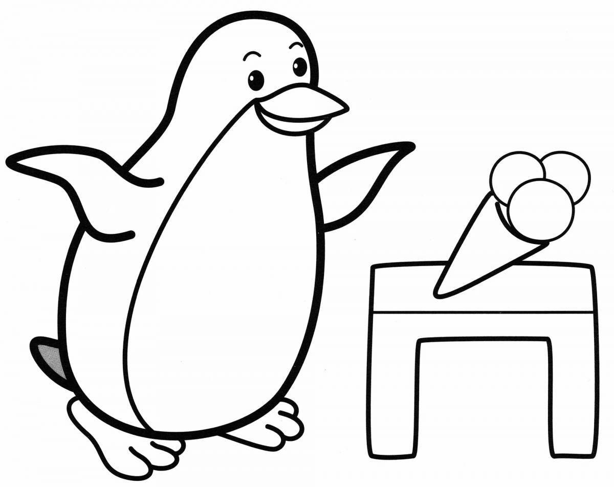 Penguin coloring page with holiday pattern