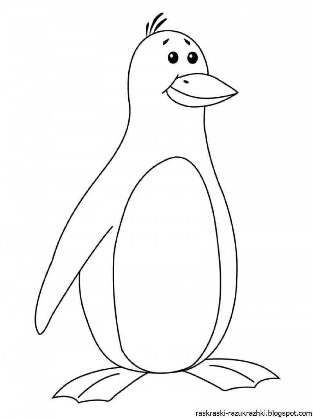 Забавный шаблон раскраски пингвинов