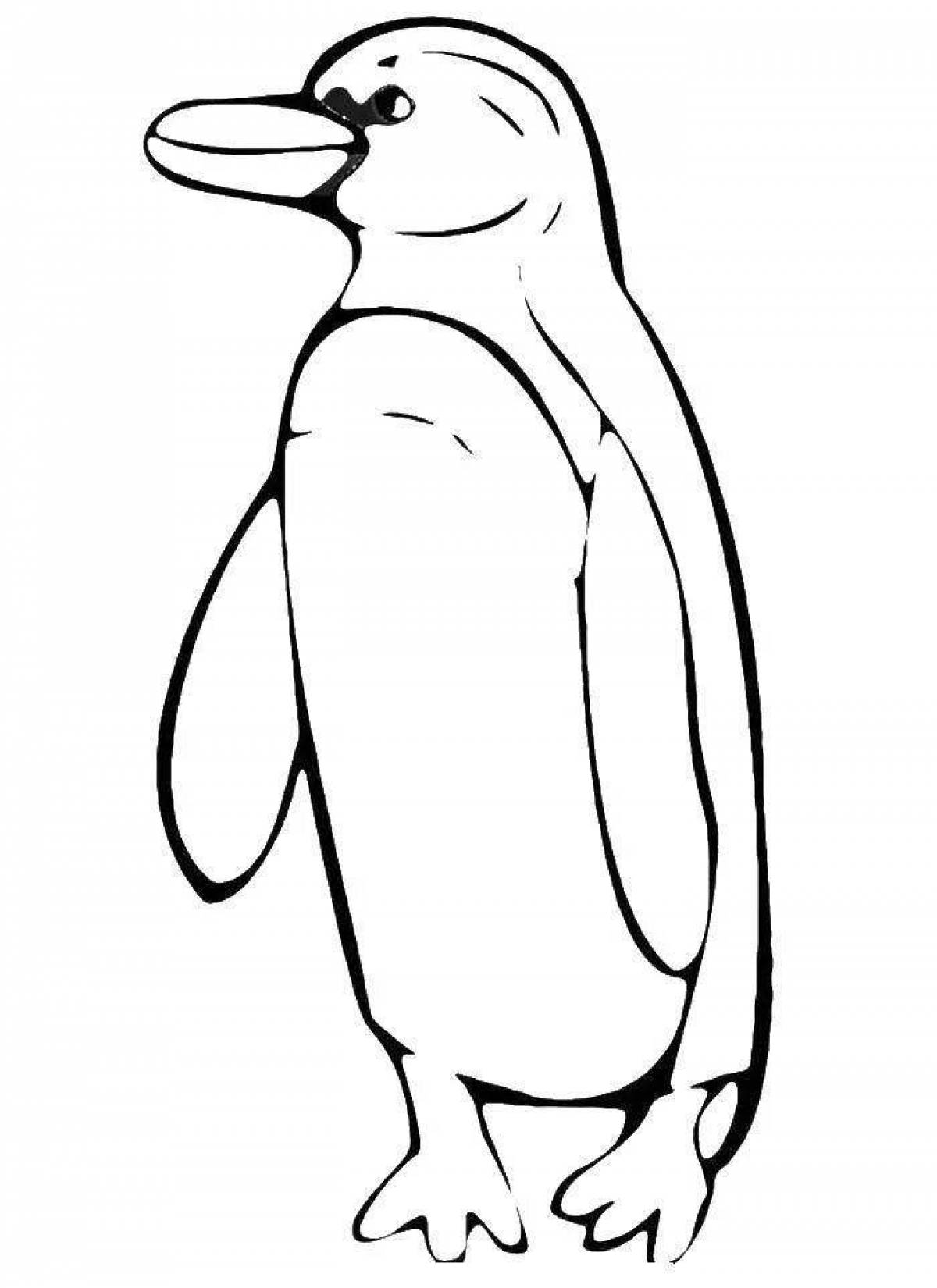 Раскраска пингвин с цветным узором