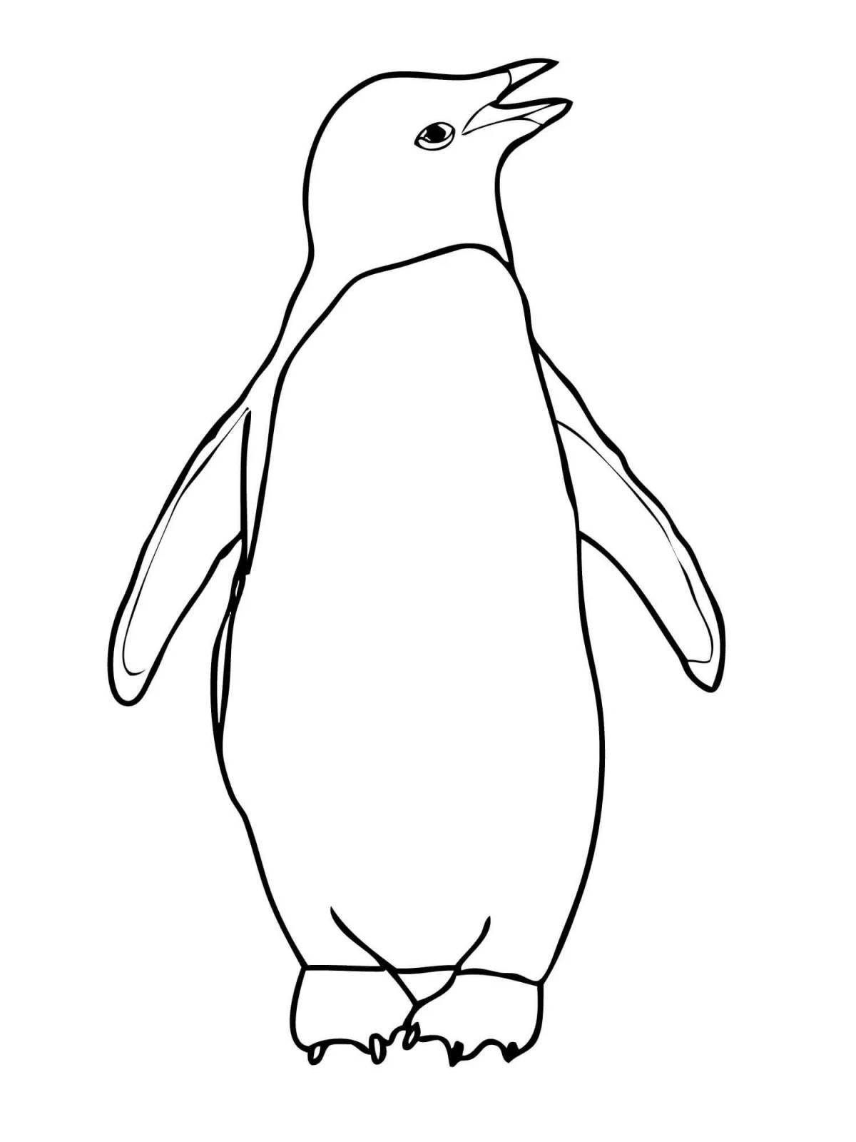 Penguin coloring page with color explosion pattern
