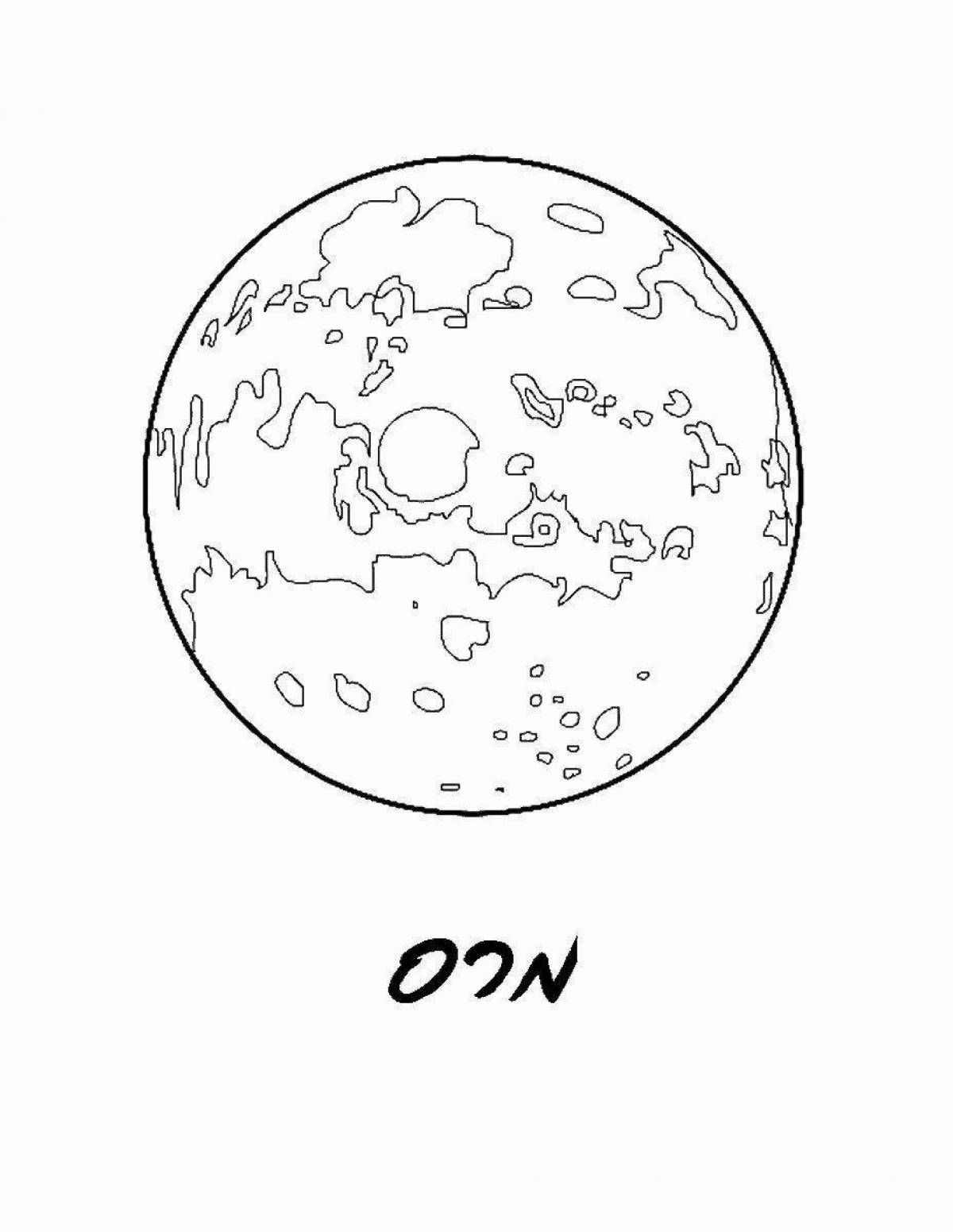 Colorful mars planet coloring page