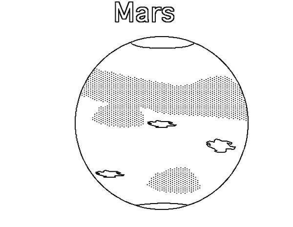 Fancy planet mars coloring page