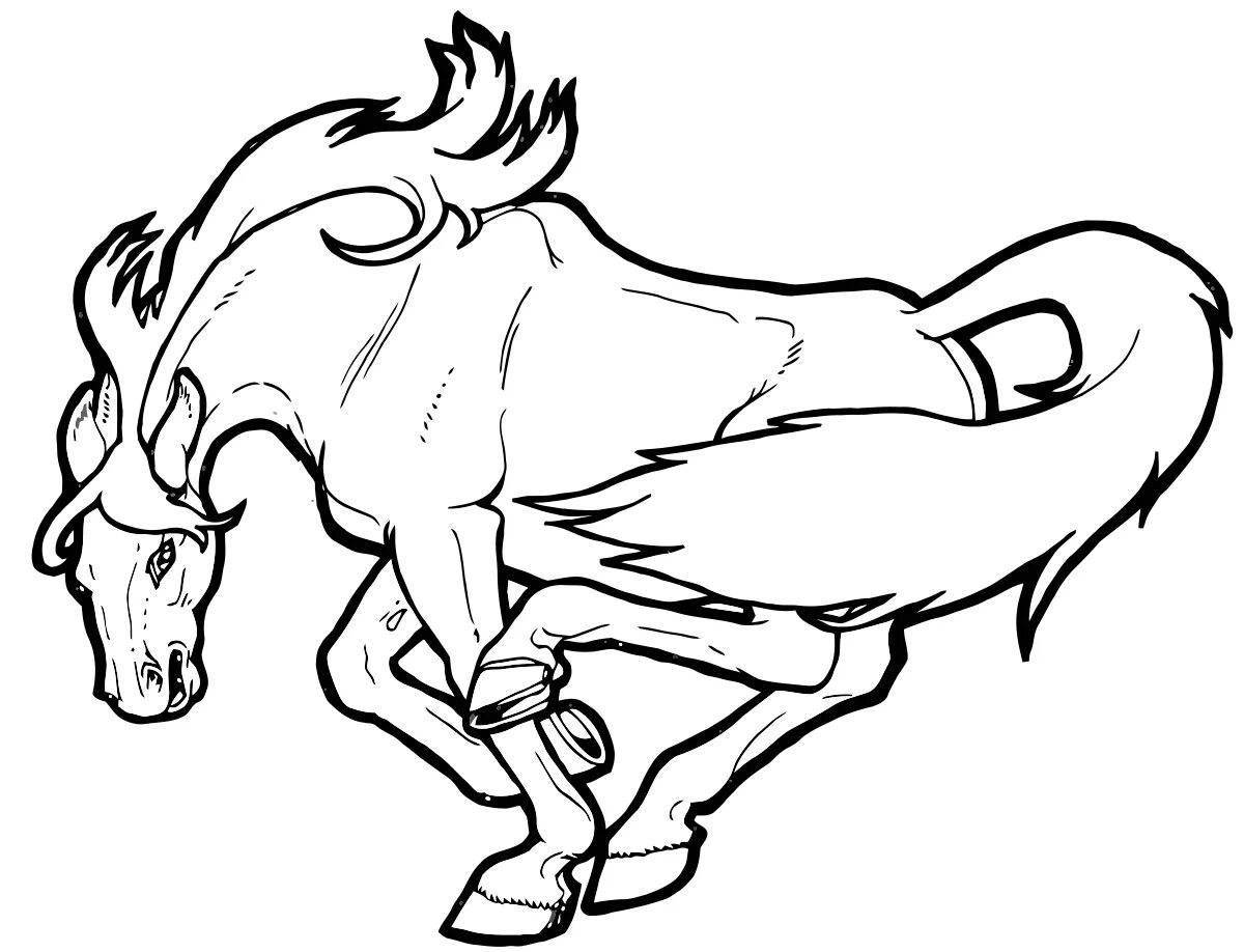 Coloring book bright lanky horse