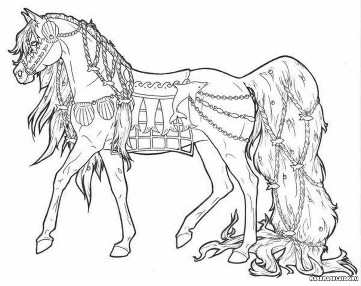 Раскраска изящная долговязая лошадь