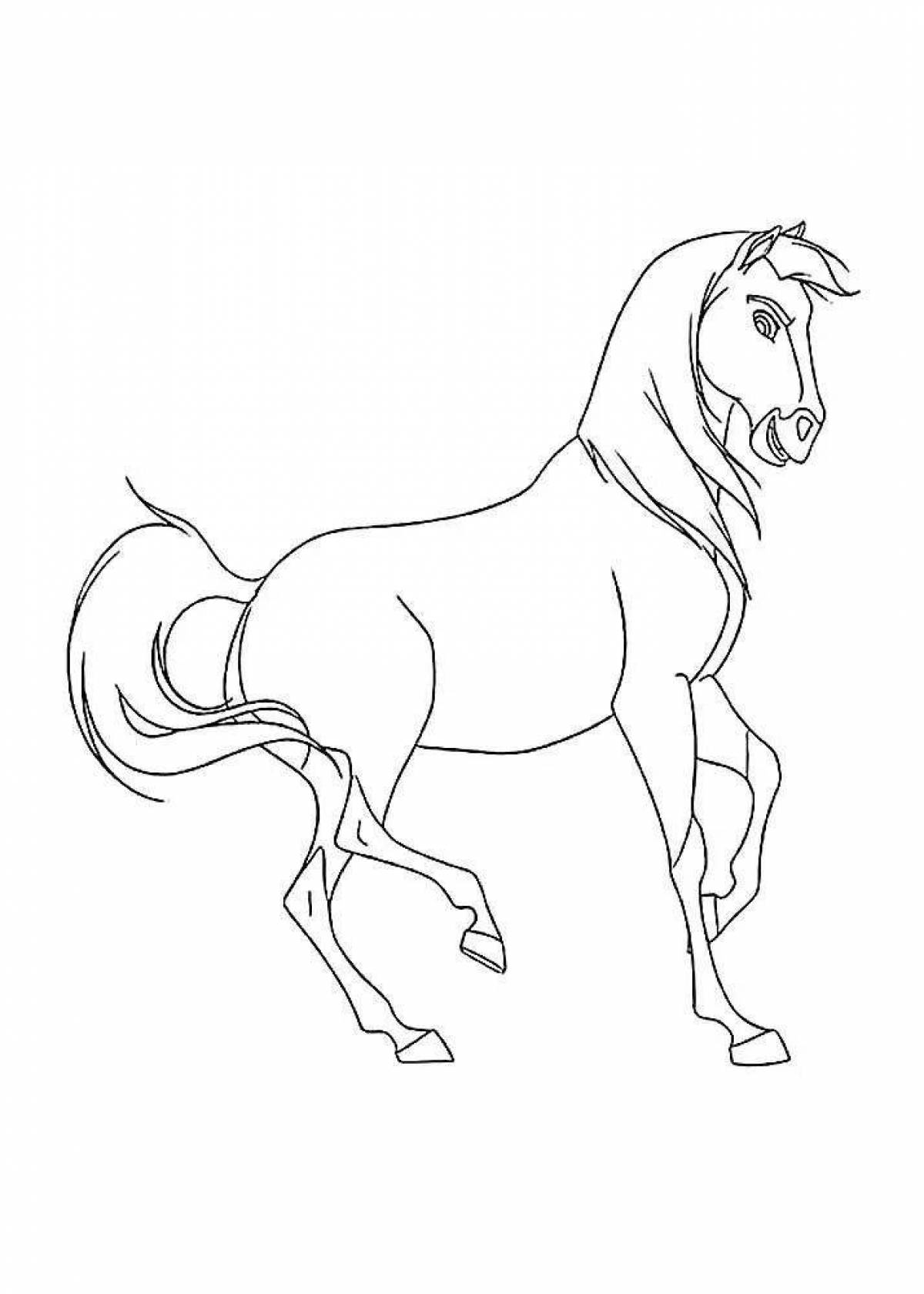 Coloring page joyful lanky horse