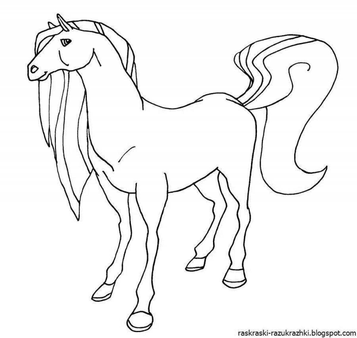 Brightly colored lanky horse coloring page