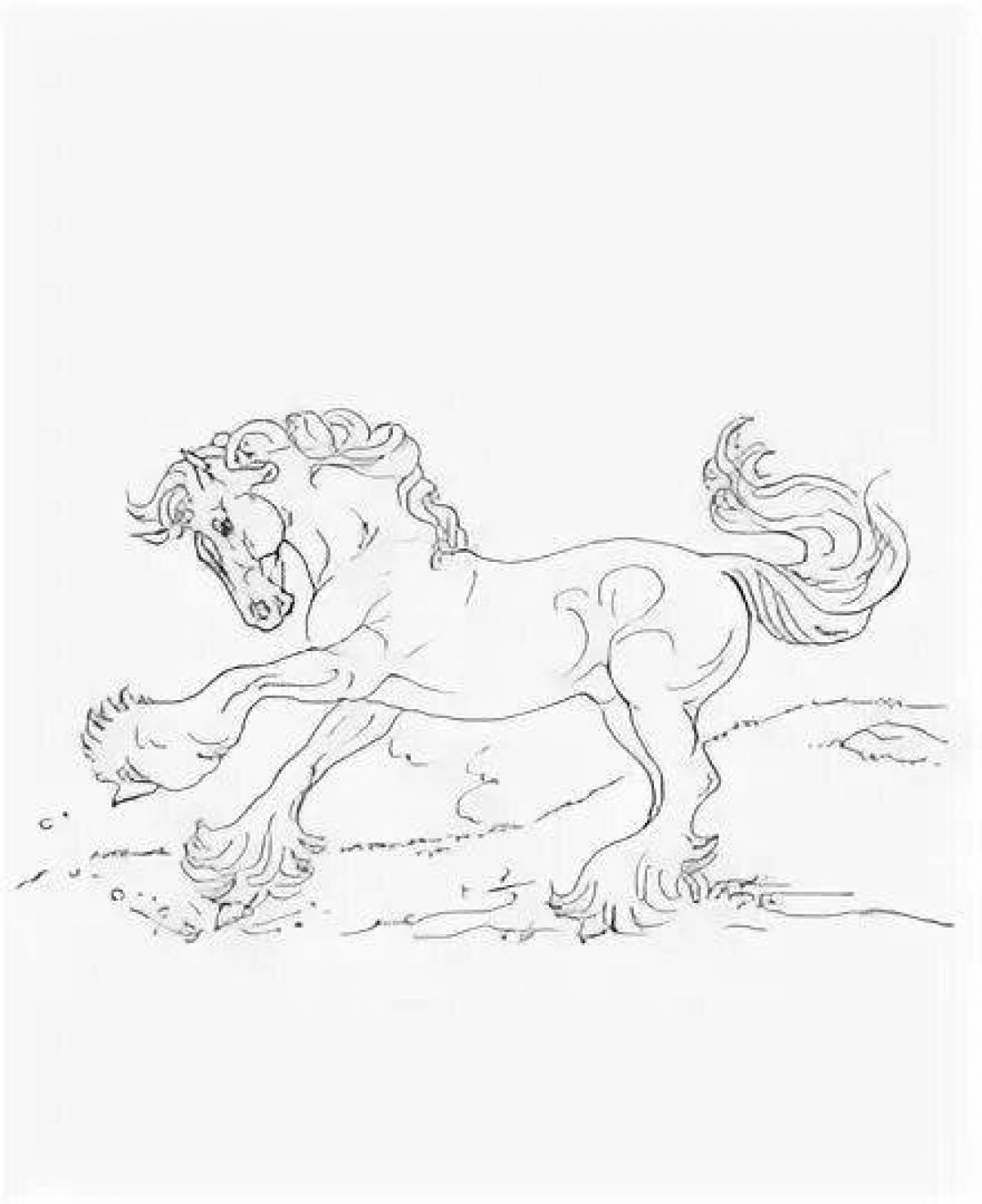 Majorly colored lanky horse coloring page
