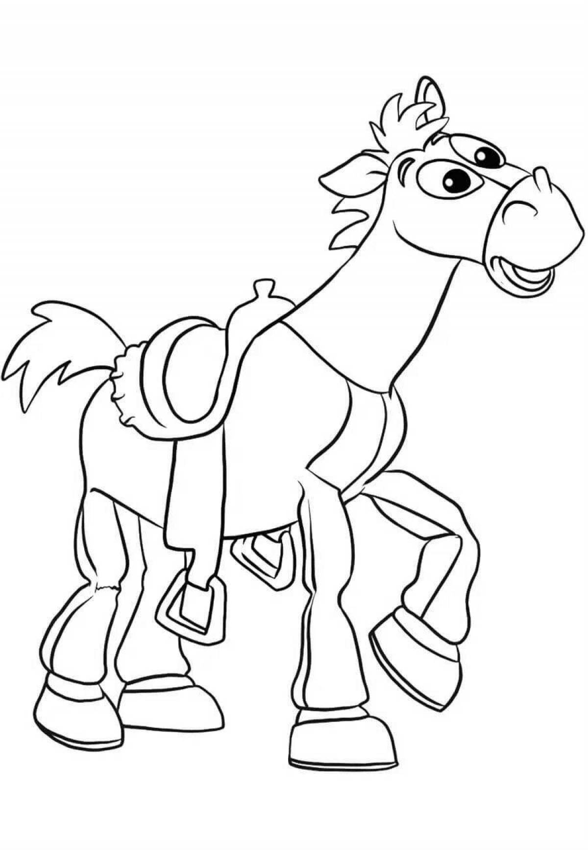 Gorgeously colored lanky horse coloring page