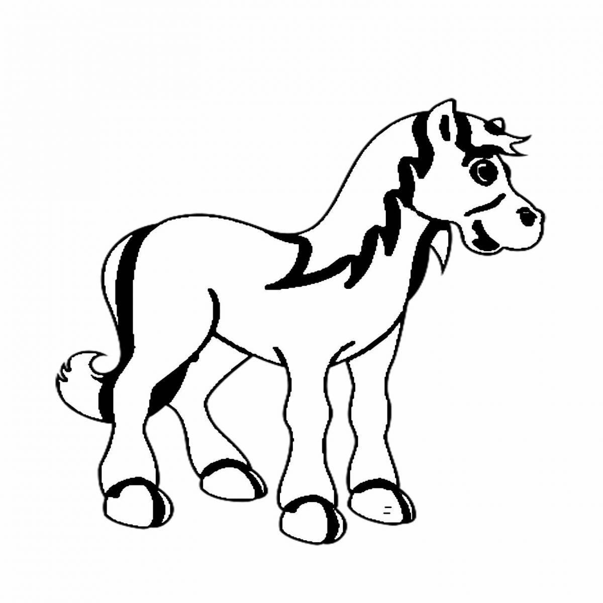 Brightly colored lanky horse coloring page