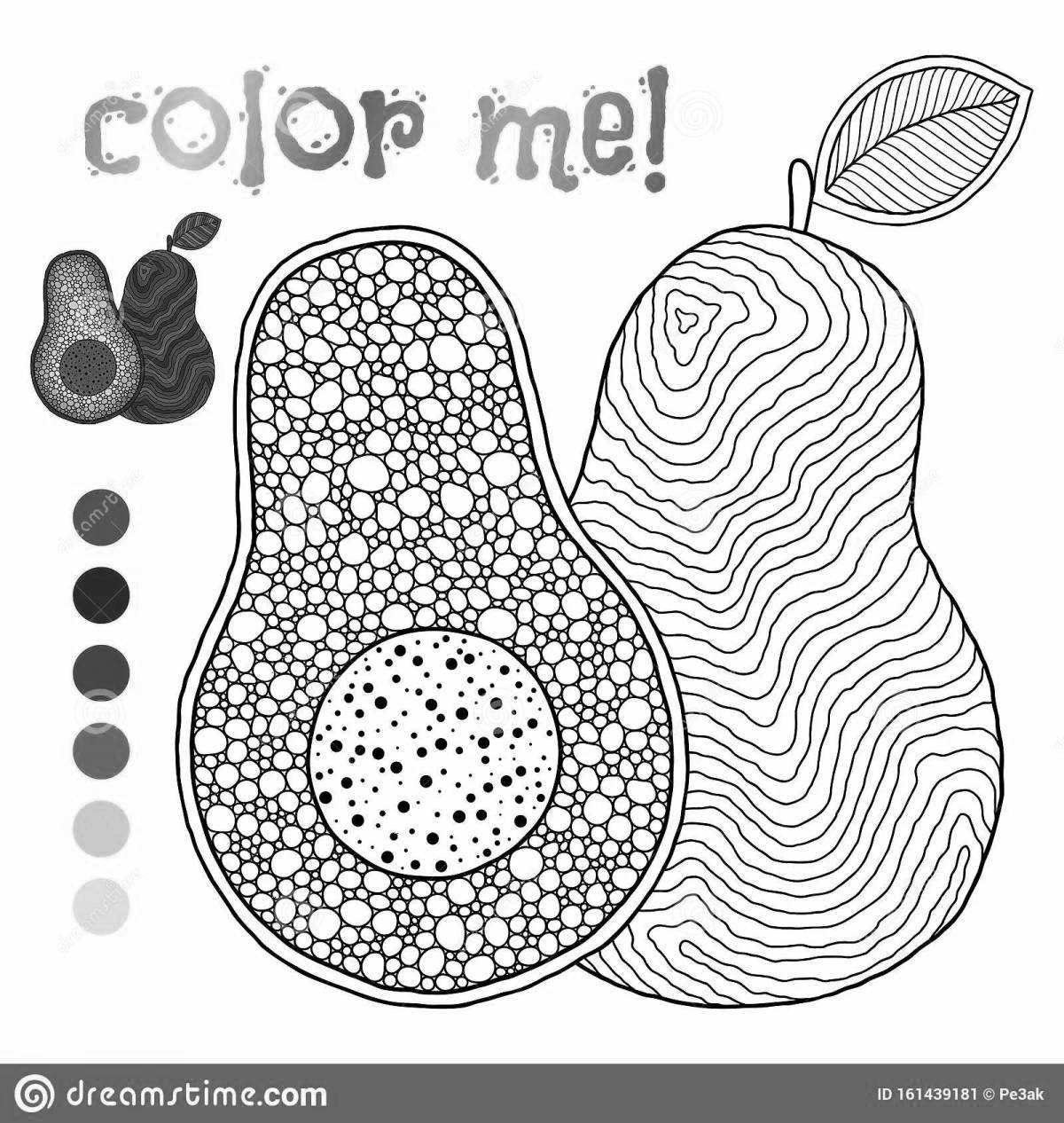Relaxing avocado coloring page