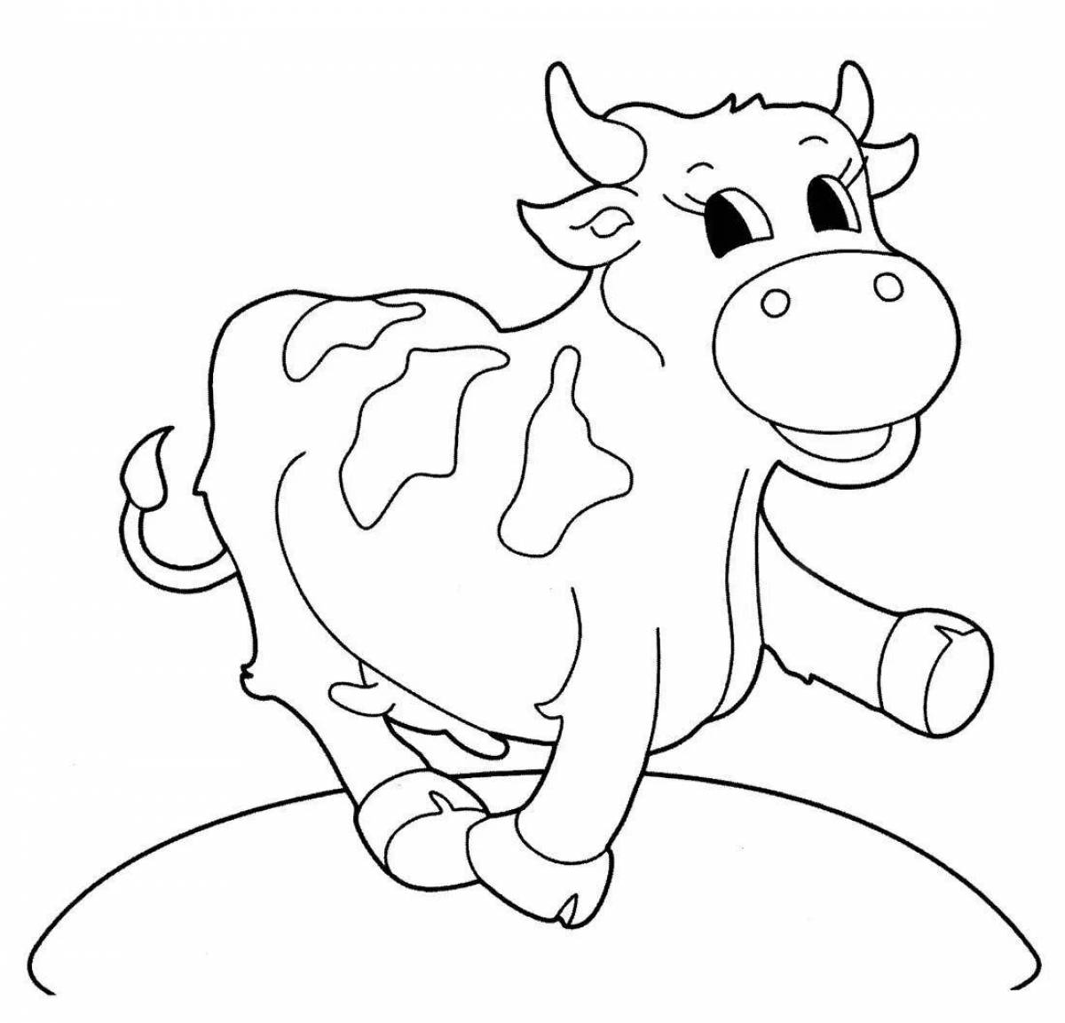 Раскраска радостный теленок для детей