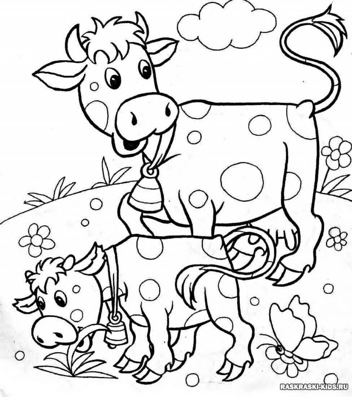 Раскраска сладкий теленок для детей
