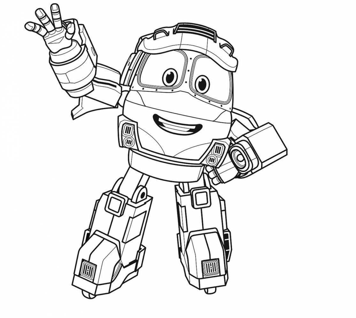 Playful tobot boys coloring page