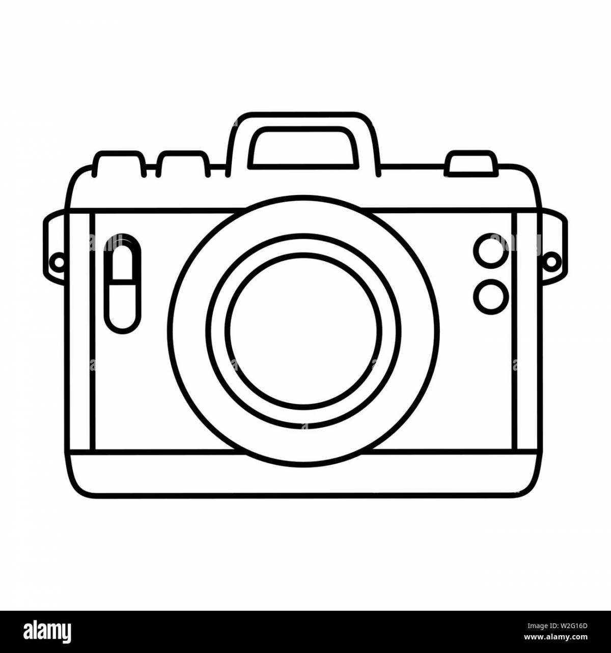 Colorful camera coloring page for students