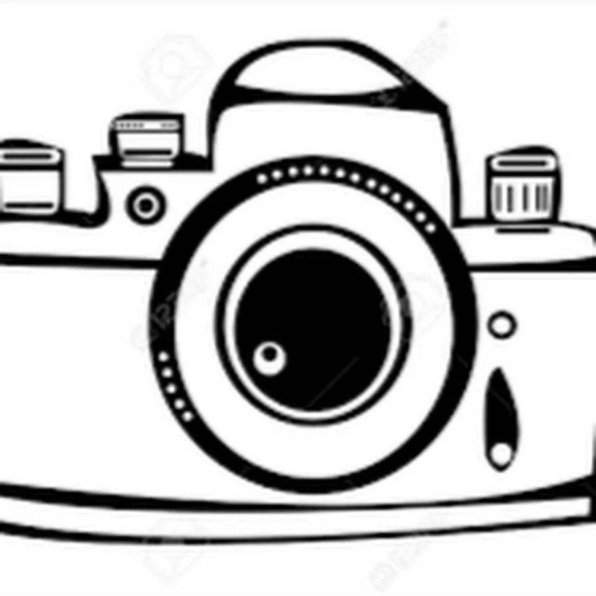 Playful camera coloring page for kids