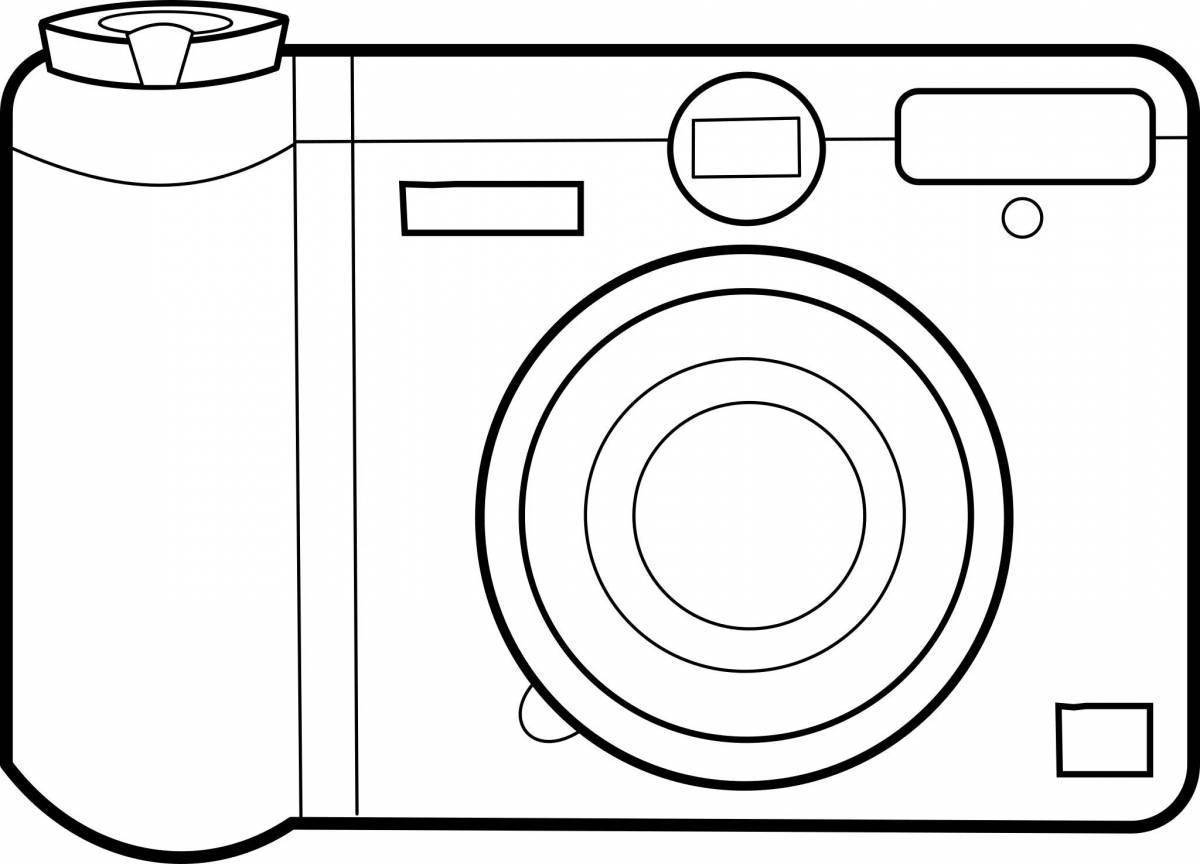 Colorful camera coloring page for kids