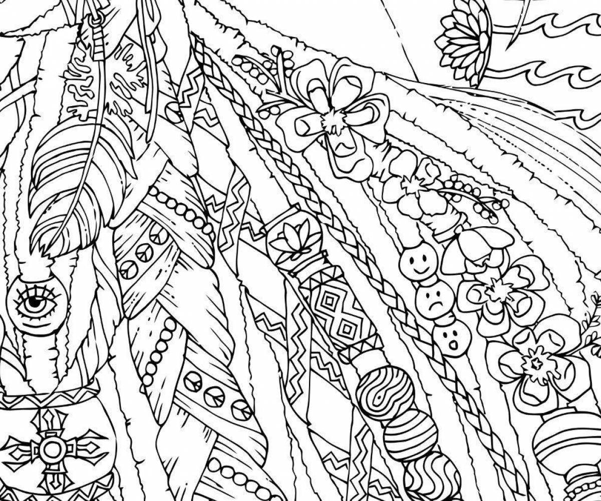 Colorful hippie coloring book