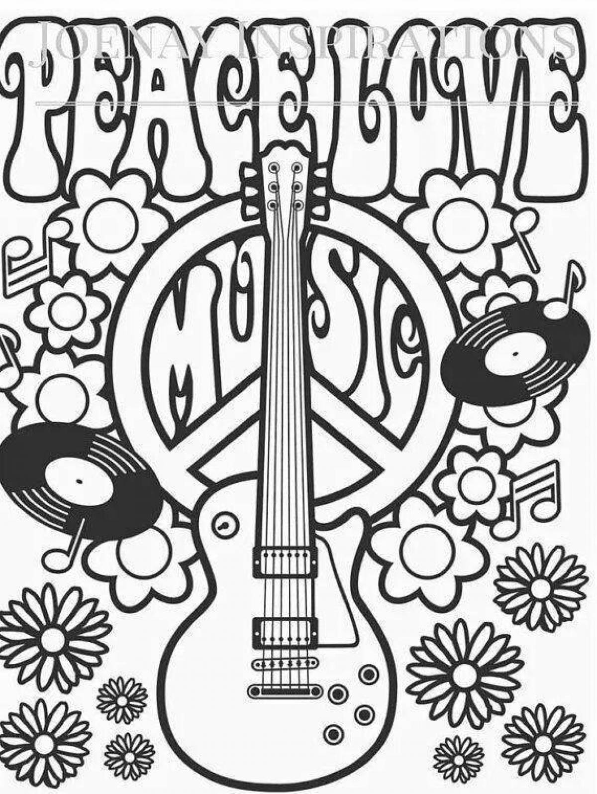 Раскраска в диковинном стиле хиппи