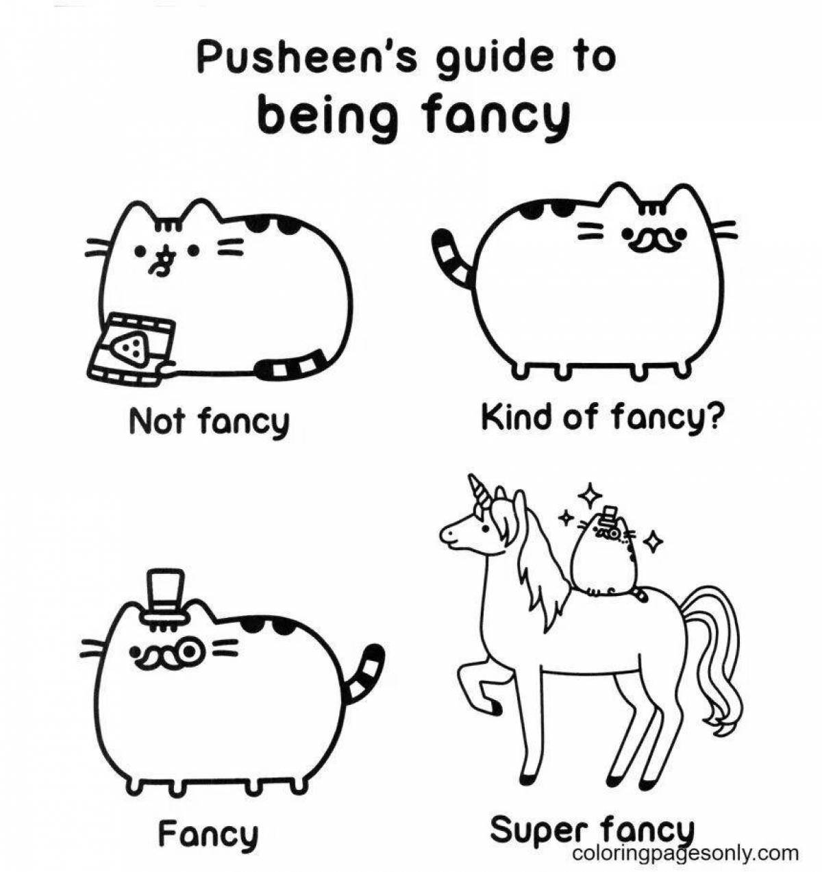 Pusheen's playful coloring page