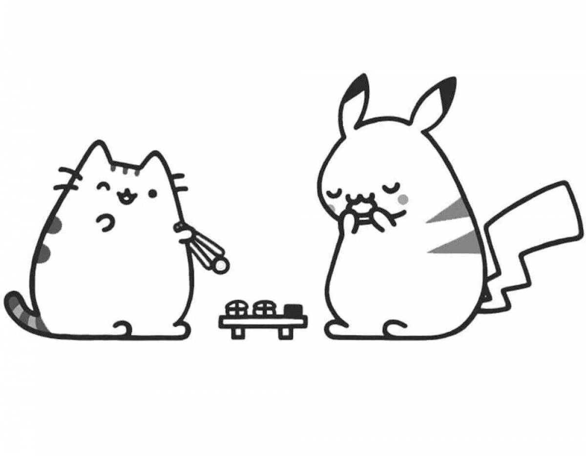 Adorable pusheen coloring page