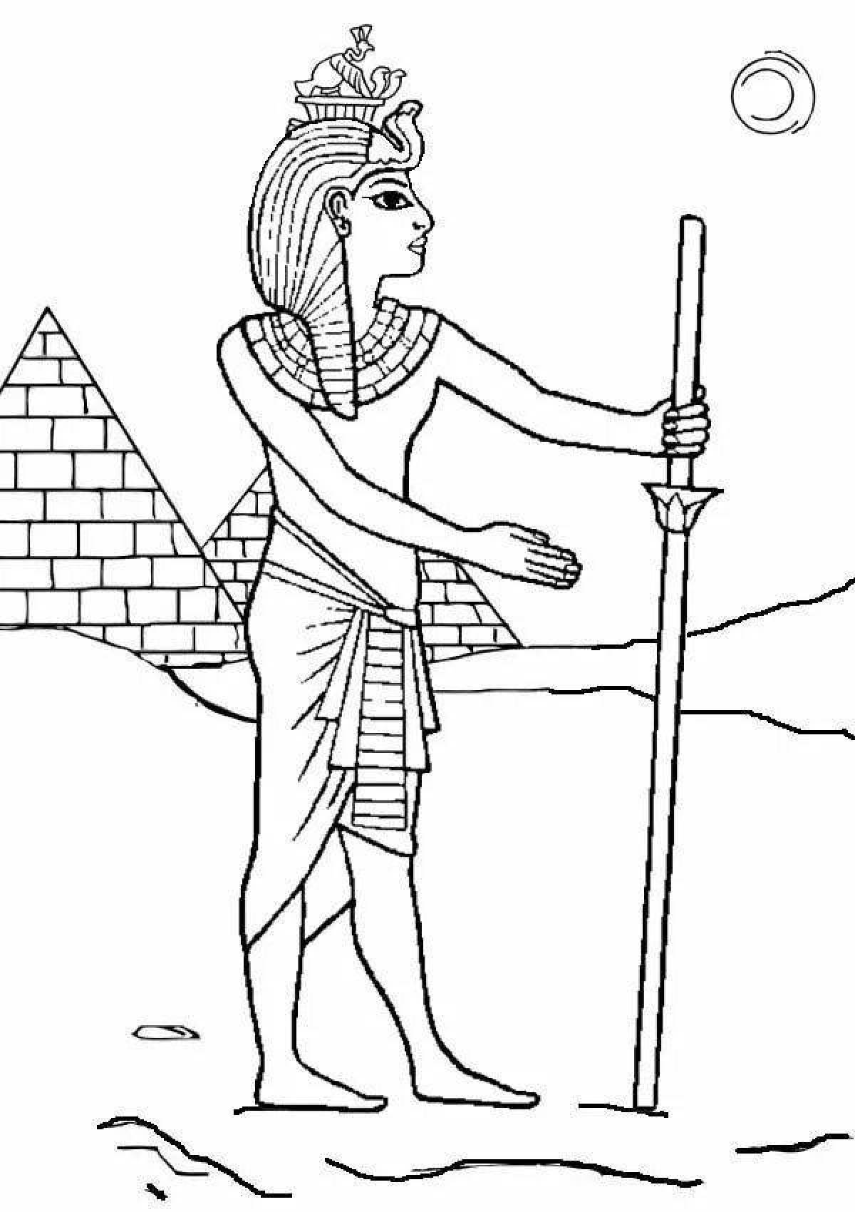 Rich pharaoh coloring page