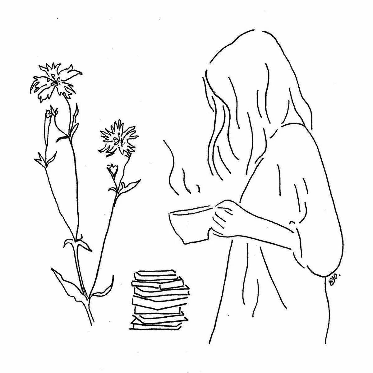 Serene aesthetic coloring page