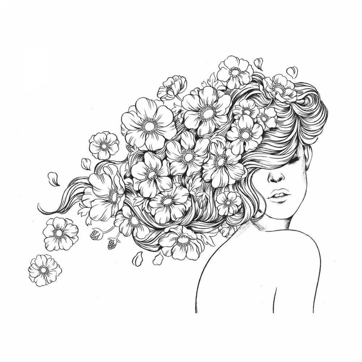 Blissful aesthetic coloring page