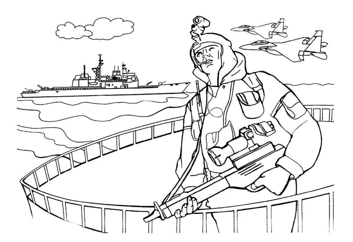 Merry Russian army coloring book for kids