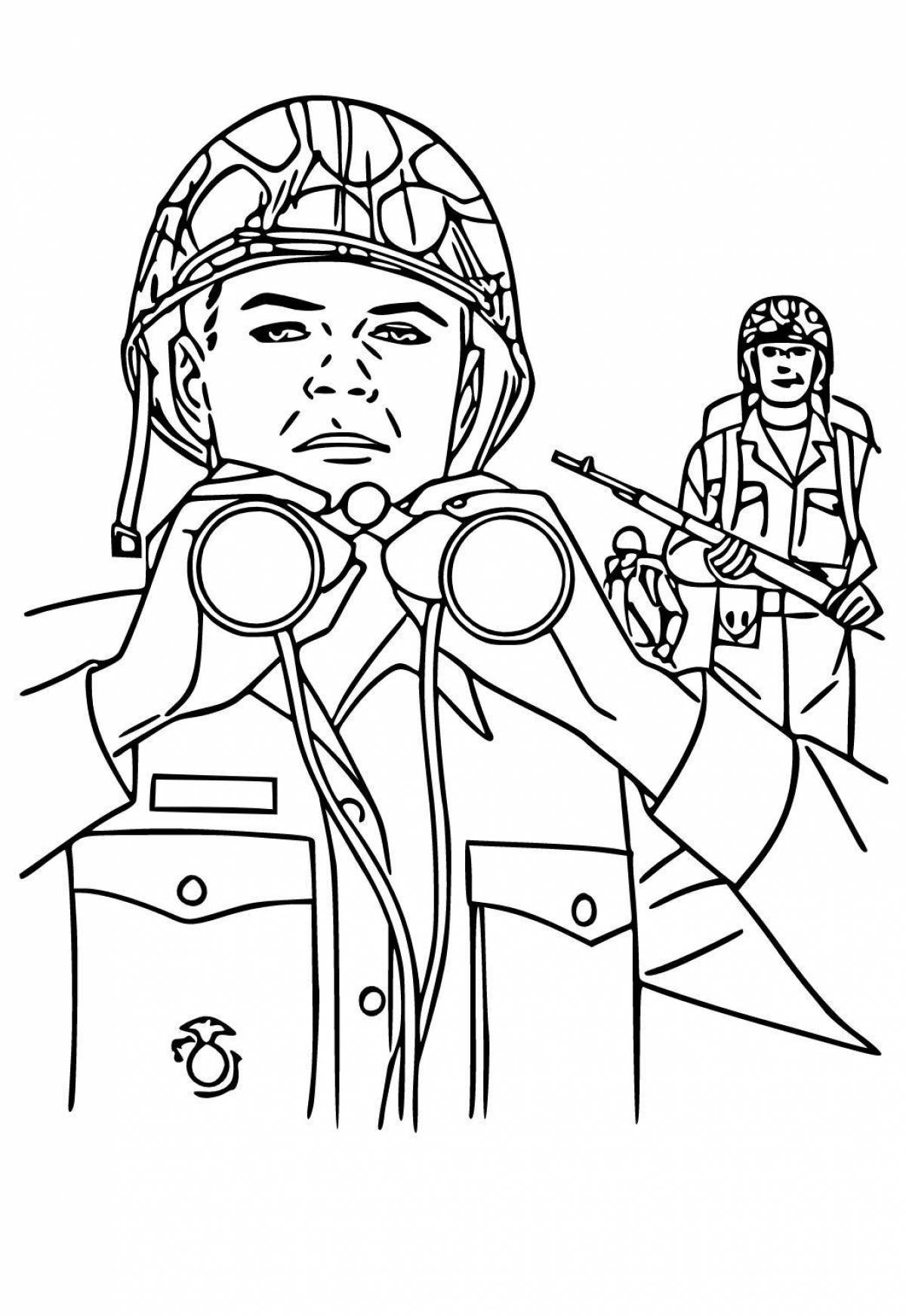 Colorful russian army coloring pages for kids
