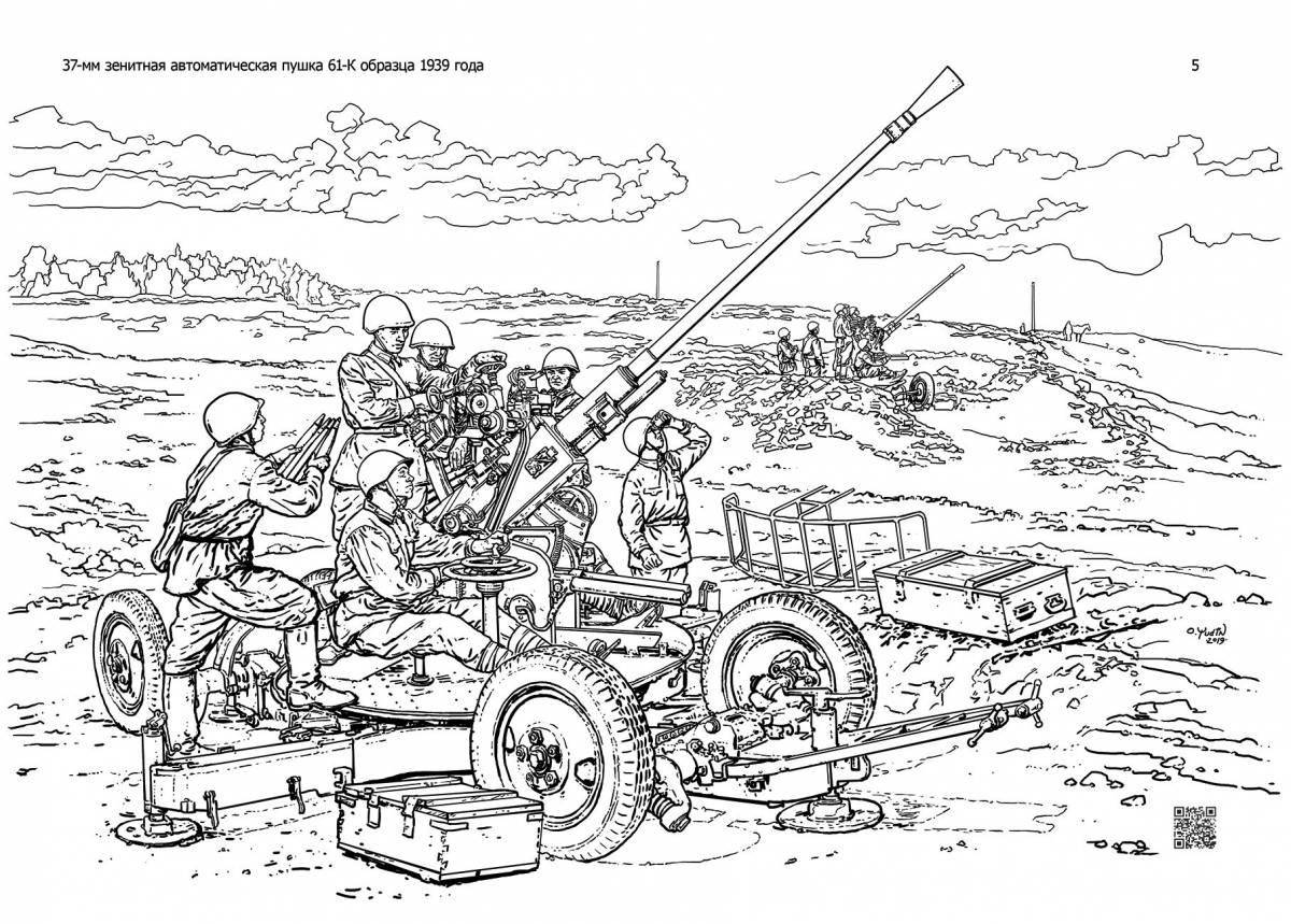 Monumental coloring book about the second world war