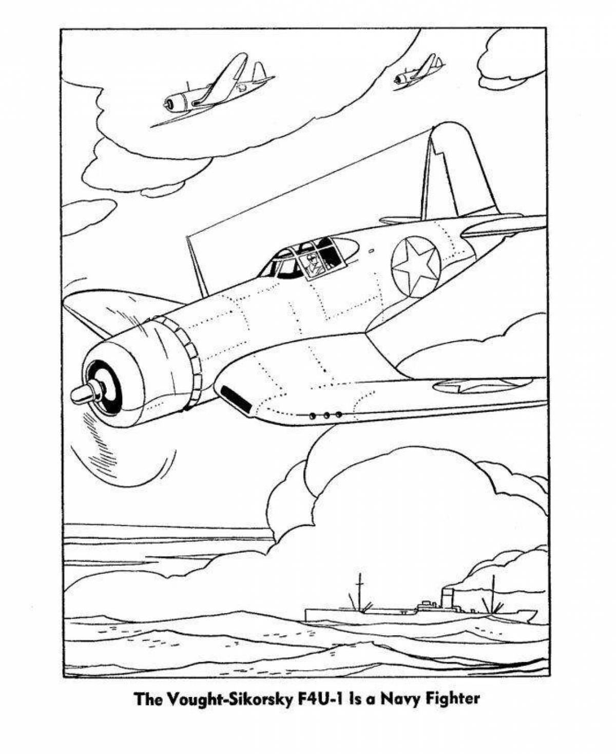 Radiant coloring page of WWII