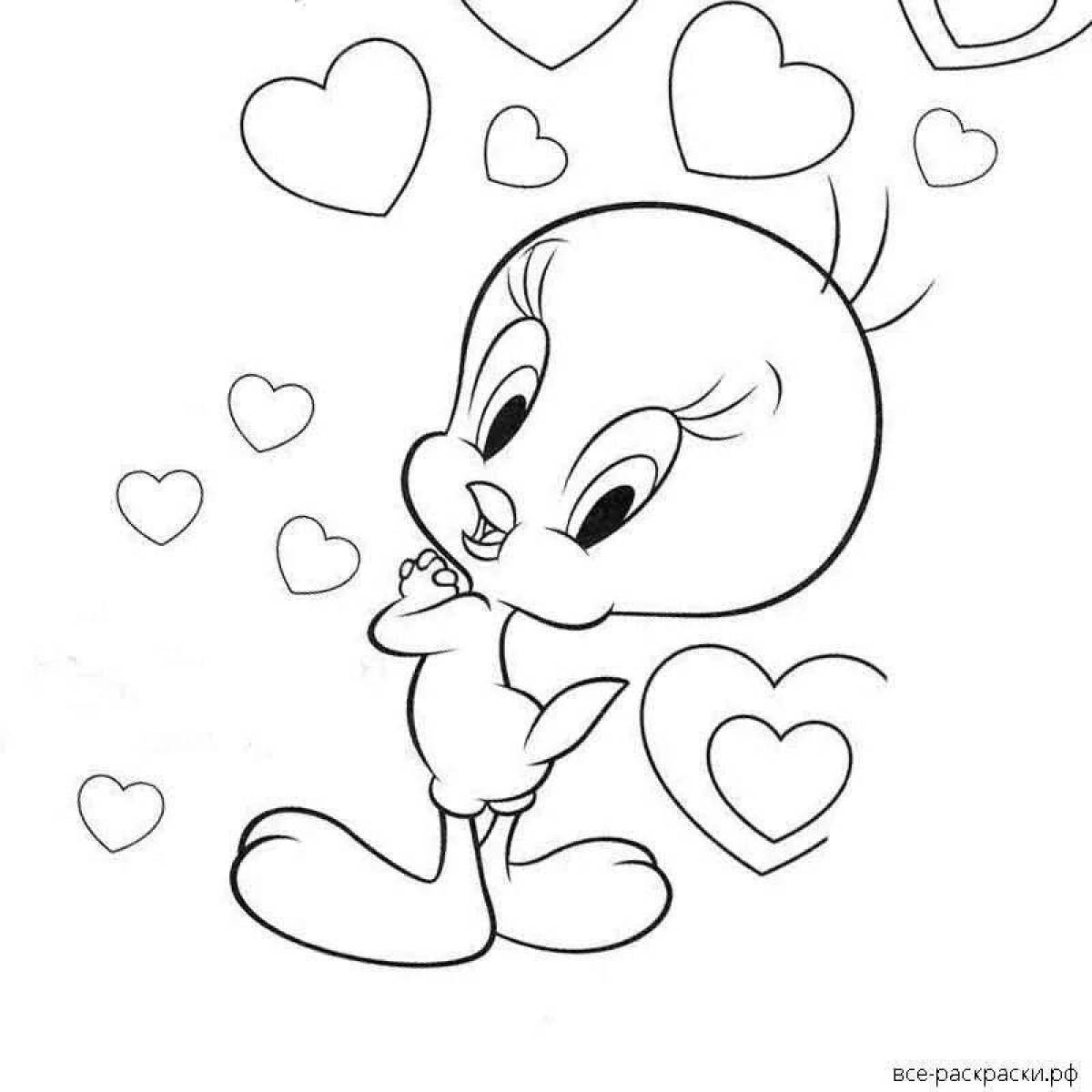 Cute bunny coloring book with heart
