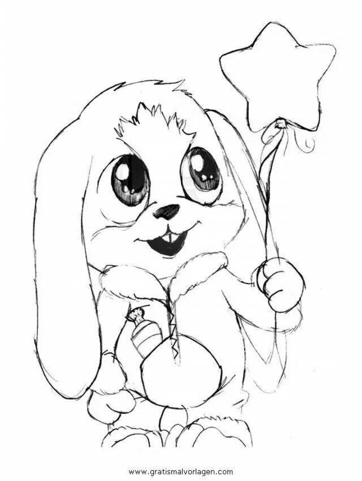 Радиантная раскраска кролик с сердечком