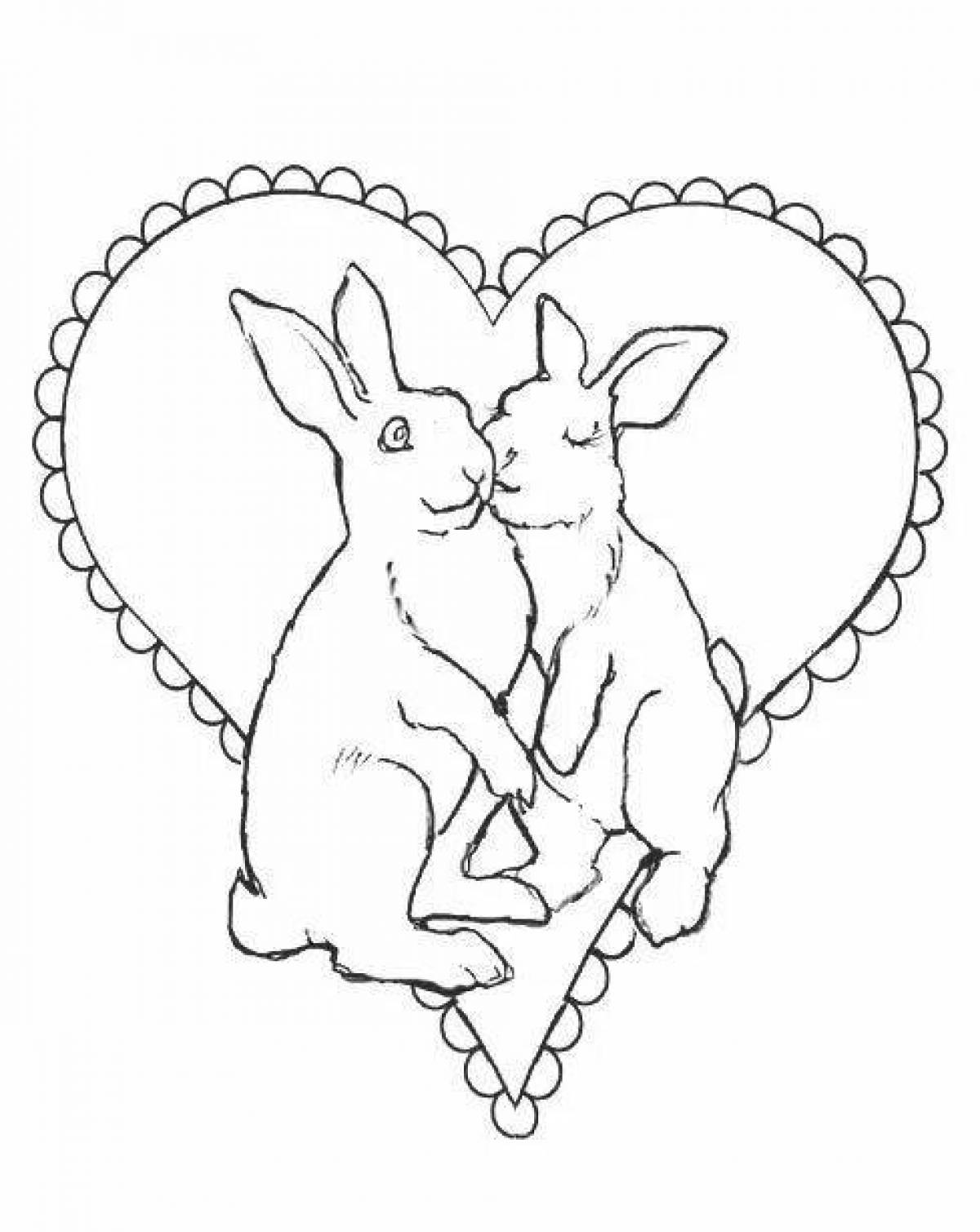 Naughty bunny coloring book with heart
