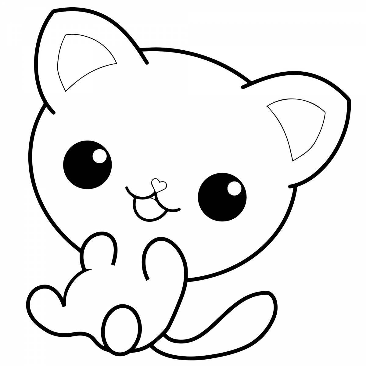 Naughty kawaii cat coloring page