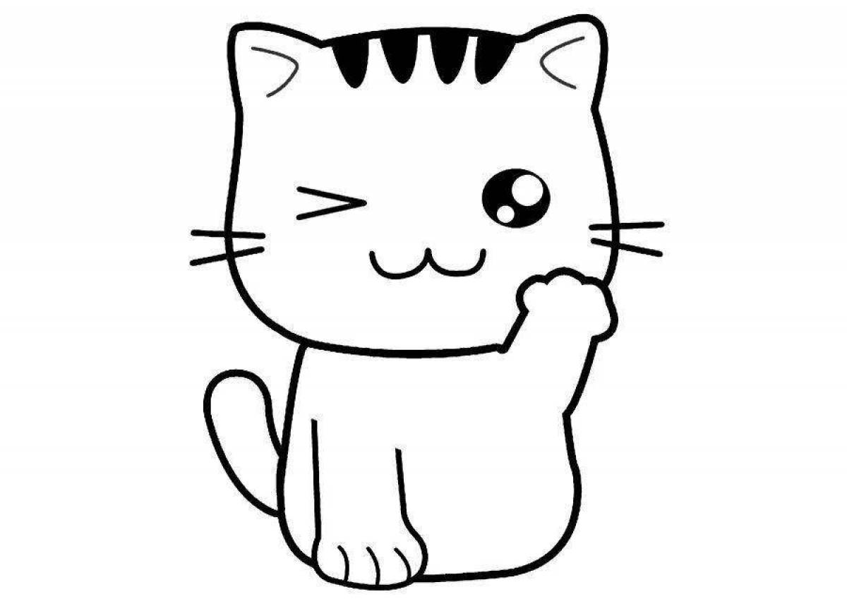 Раскраска глупый кавайный кот