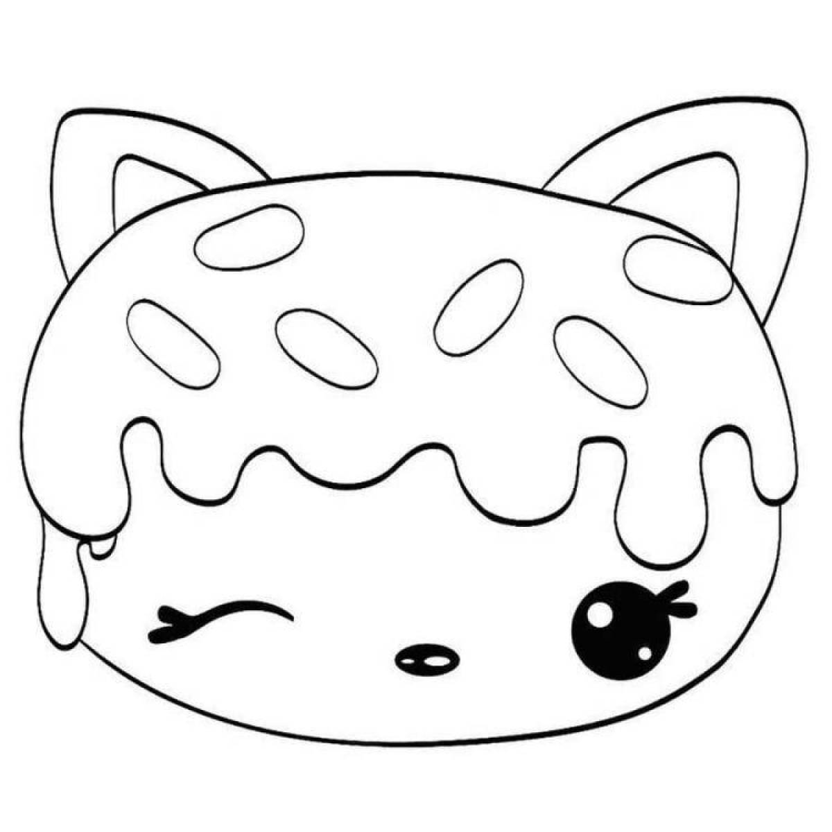 Раскраска милый кавайный кот