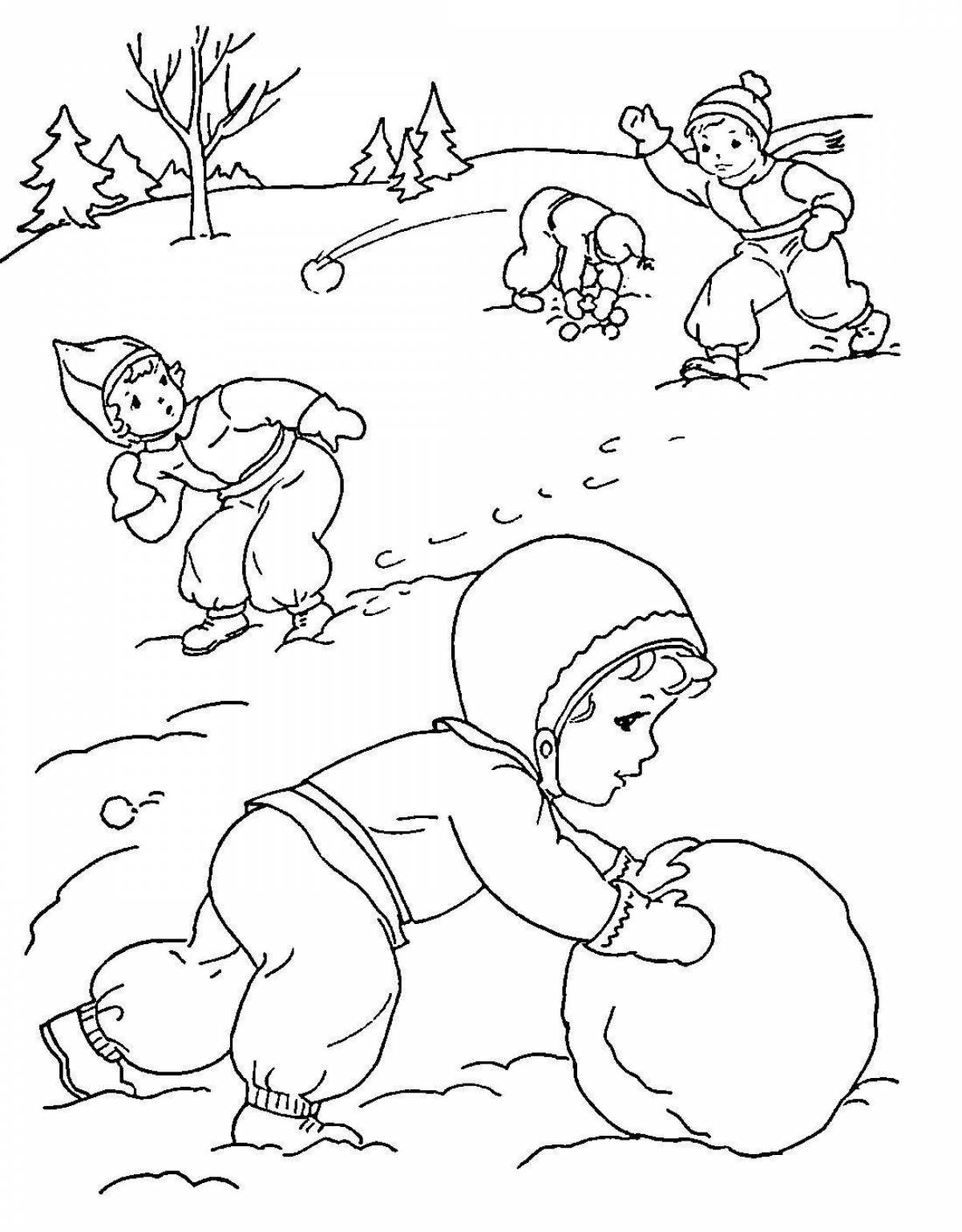 Exciting winter games for kids coloring book
