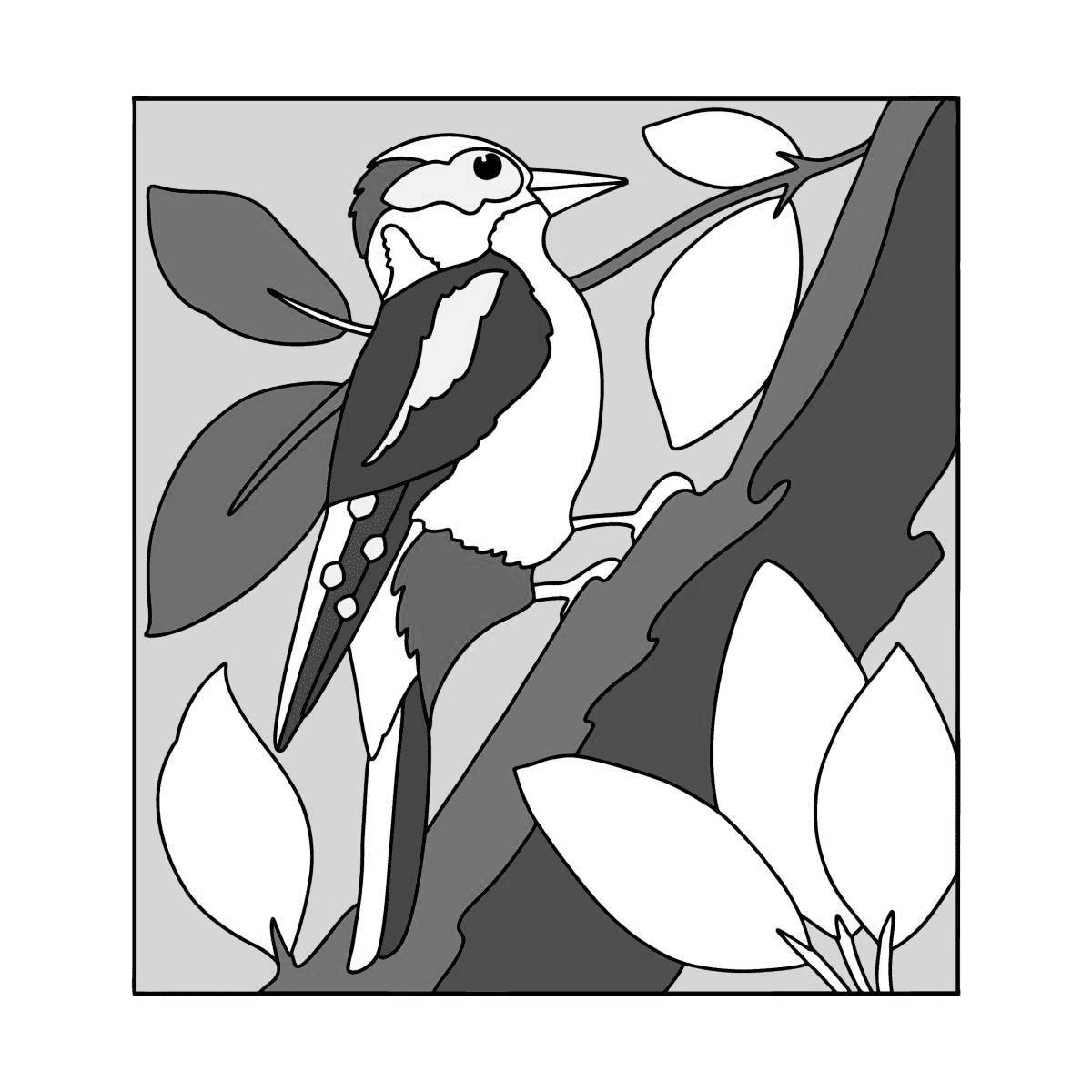 Лучезарный дятел на дереве