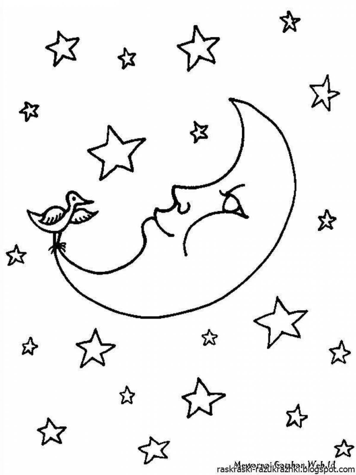 Раскраска exalted луна и звезды