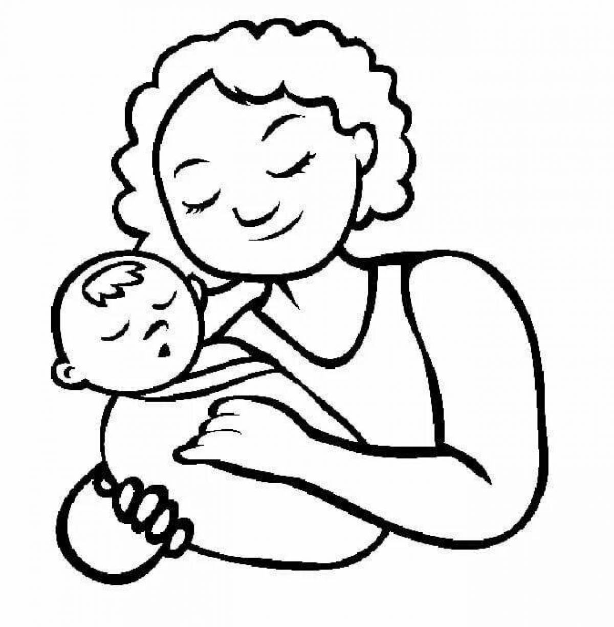 Cute mom and baby coloring pages