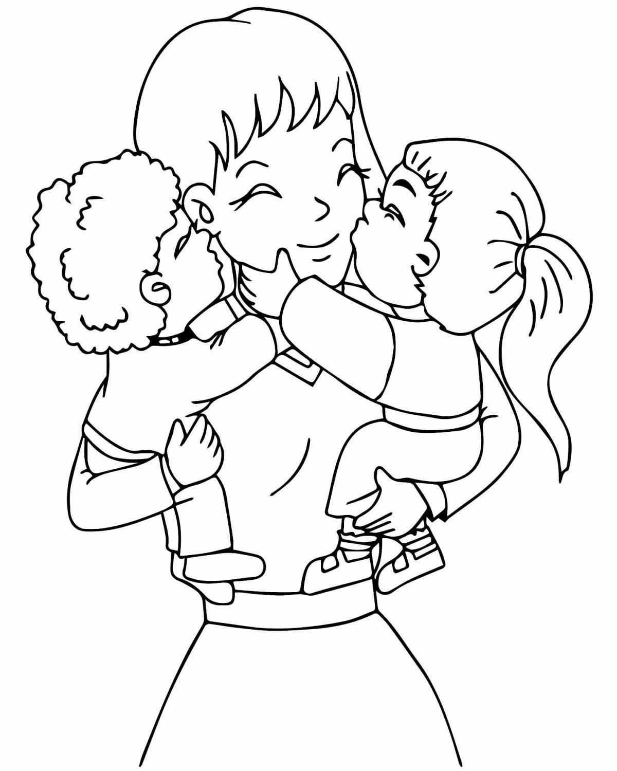 Coloring page adorable mom and baby
