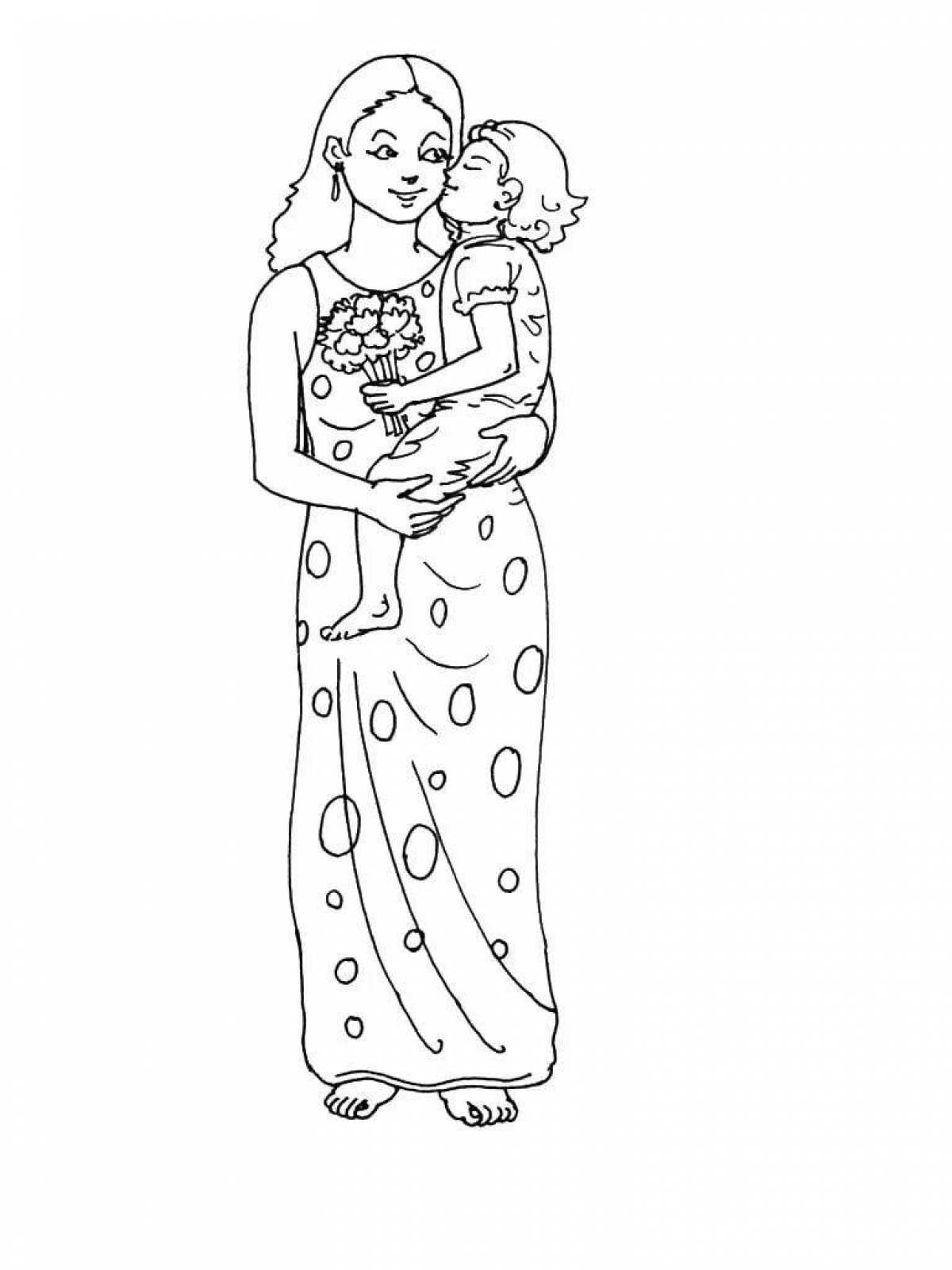 Раскраска «сияющая мама и малыш»