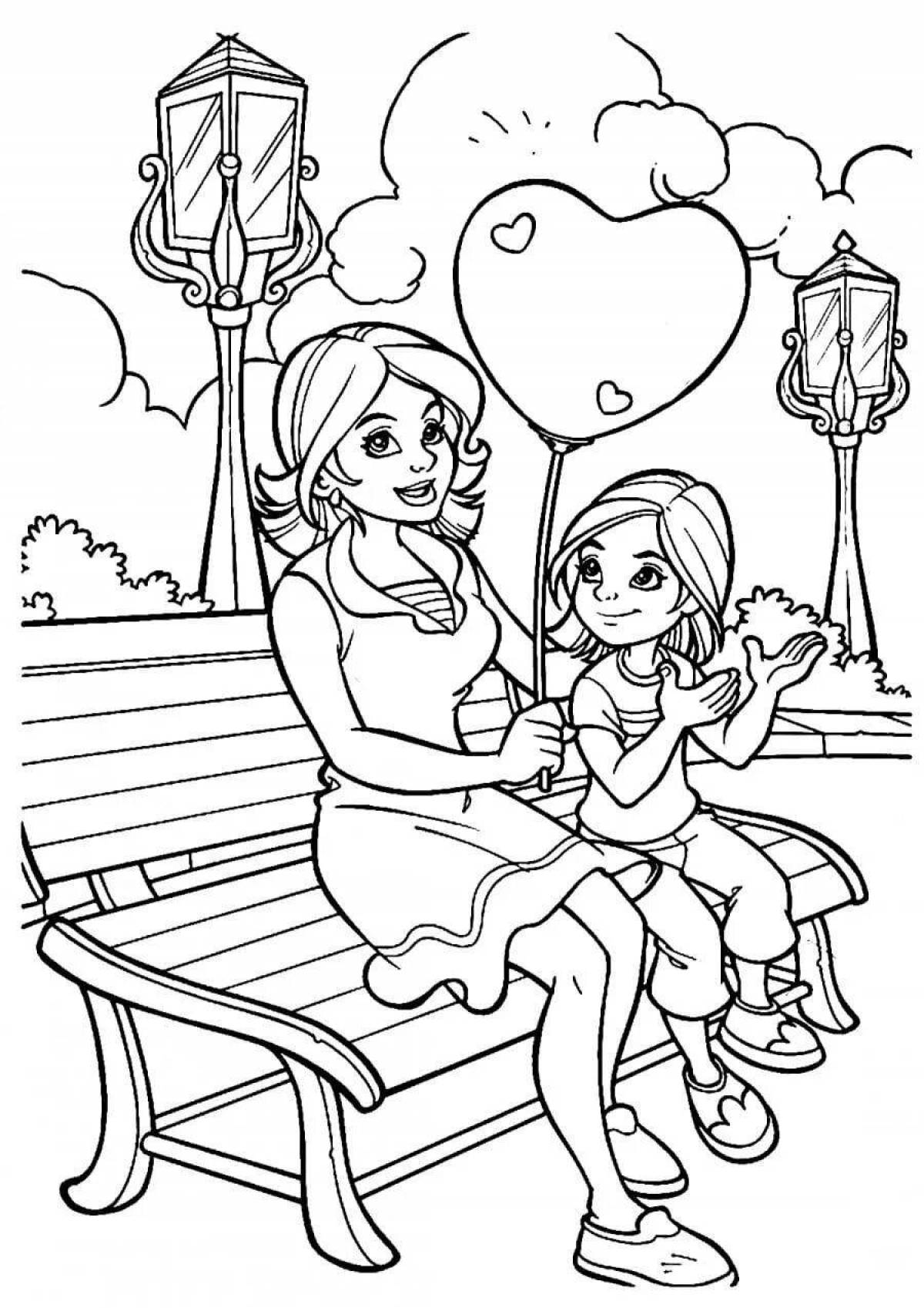 Gracious mother and baby coloring book